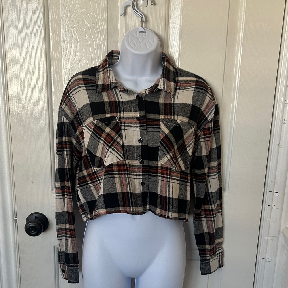 FLANNEL Cropped Button-Up Shirt